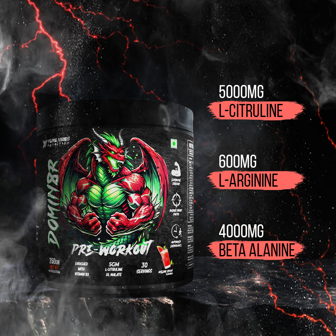 DOMIN8R Pre-Workout – Extreme Energy, Muscle Pump & Focus - Melon Rush 350g