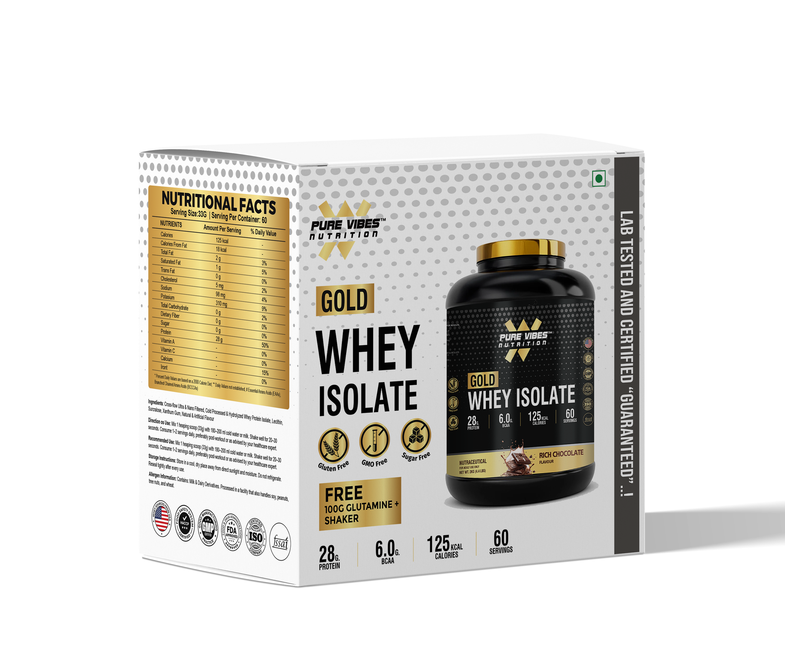 GOLD WHEY ISOLATE – 28g Protein & 6g BCAA (2kg | 60 Servings)